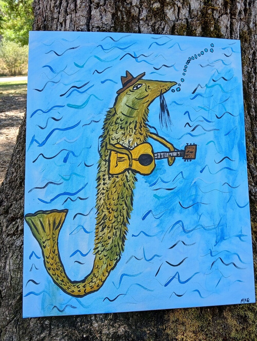 Catfish Playing Guitar Painting